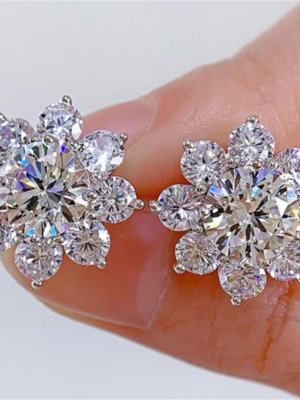Certified 1 ct. t.w. Moissanite Diamond Sunflower Stud
Earrings NEW